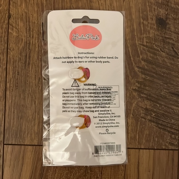 🐶 Lulu Pink Set of 4 (2 pack) Pink Floral Dog Hairbows with Center Rhinestone - Picture 2 of 2